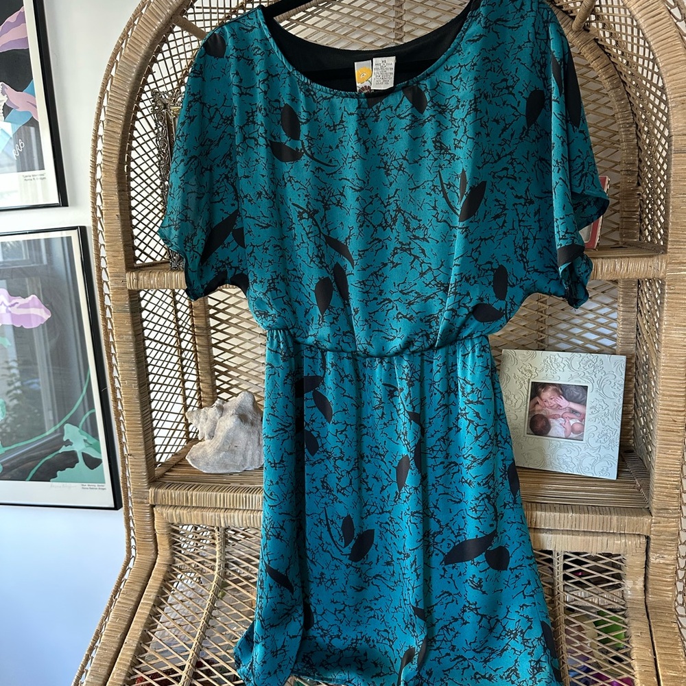 Mimi Chica Teal and Black Mini Dress